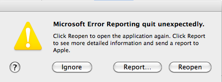 Microsoft Error Reporting Error