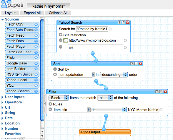Yahoo Pipes Screen Shot